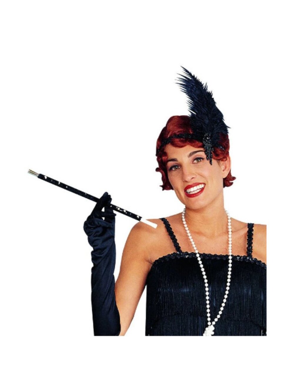 BLACK ROARING 20S GATSBY CHARLESTON FLAPPER COSTUME FEATHER HEADPIECE HEADBAND